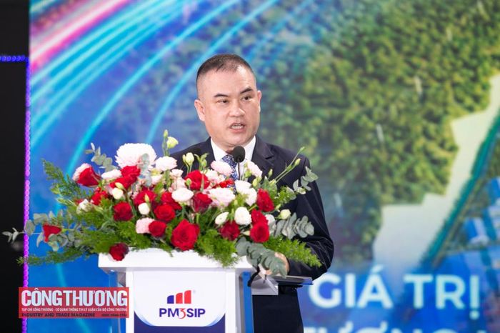 Ông Tạ Quốc Bảo - Phó Tổng Giám đốc Công ty CP Thanh Bình Phú Mỹ phát biểu tại lễ khởi công.