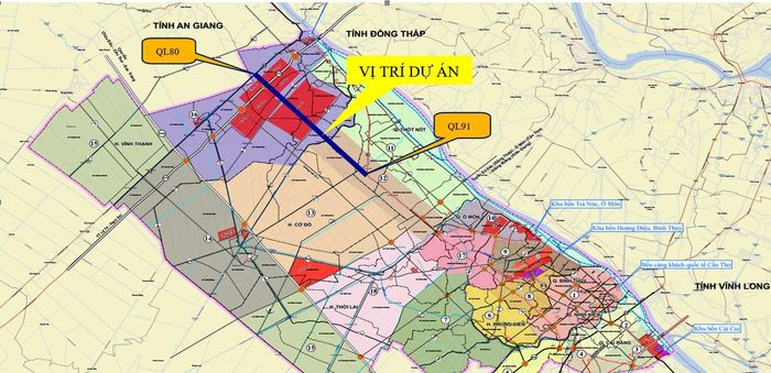 Sơ đồ dự án đường vành đai phía Tây TP Cần Thơ (nối quốc lộ 91 đến quốc lộ 80).