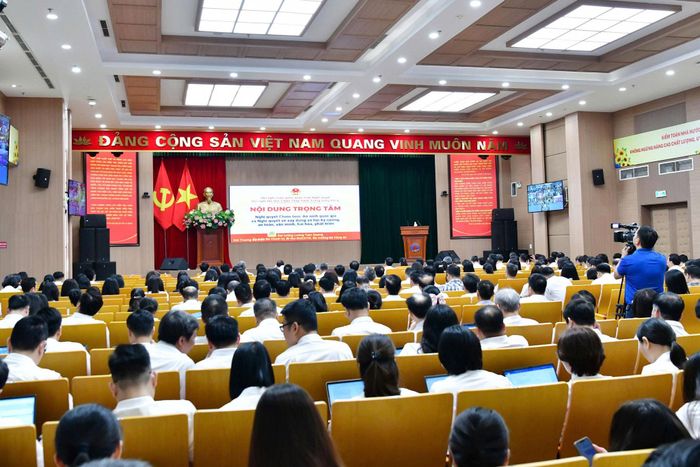 Các đại biểu dự tại điểm cầu Kiểm toán Nhà nước. Ảnh: Lâm Hiển