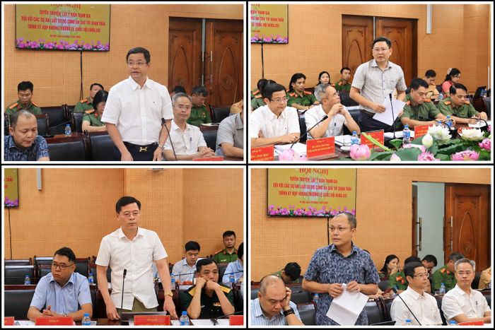 Đại diện các đơn vị liên quan phát biểu tại hội nghị. (Ảnh: Cổng TT Công an Hà Nội)