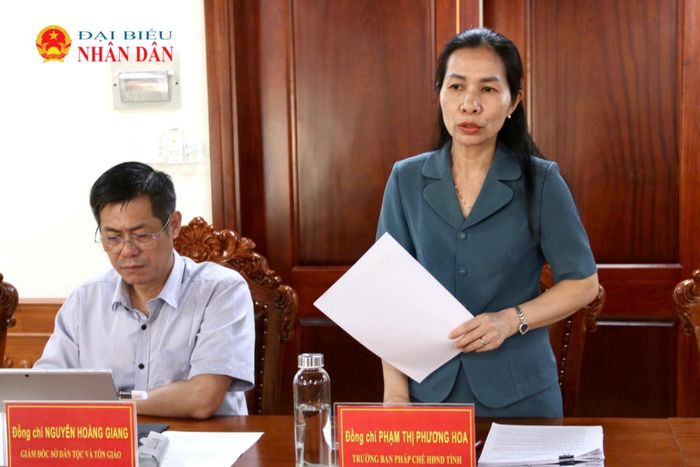 Trưởng ban Pháp chế HĐND tỉnh Đắk Lắk Phạm Thị Phương Hoa phát biểu