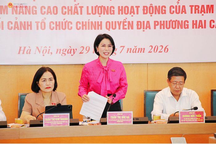 Phó Chủ nhiệm Ủy ban Dân nguyện và Giám sát Trần Thị Nhị Hà phát biểu tại cuộc làm việc với UBND TP. Hà Nội. Ảnh: Nhật Trường