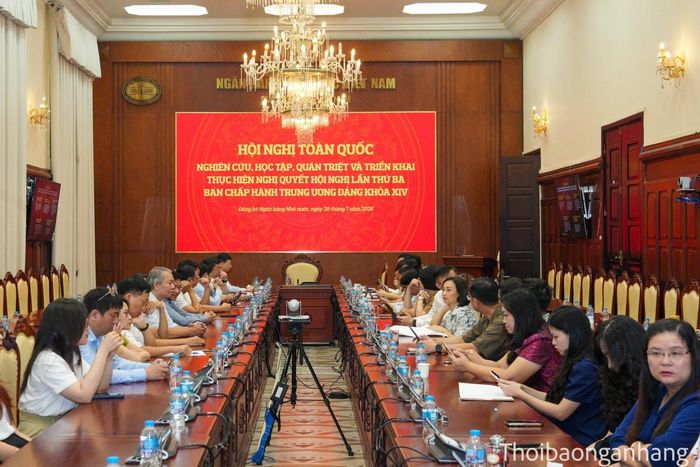 Toàn cảnh điểm cầu NHNN - Ảnh: Hoàng Giáp