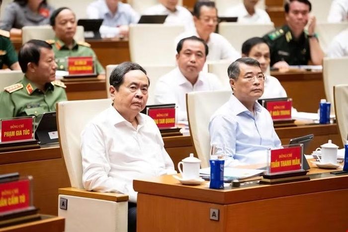 Thủ tướng Chính phủ Lê Minh Hưng, Chủ tịch Quốc hội Trần Thanh Mẫn và các đại biểu dự hội nghị.
