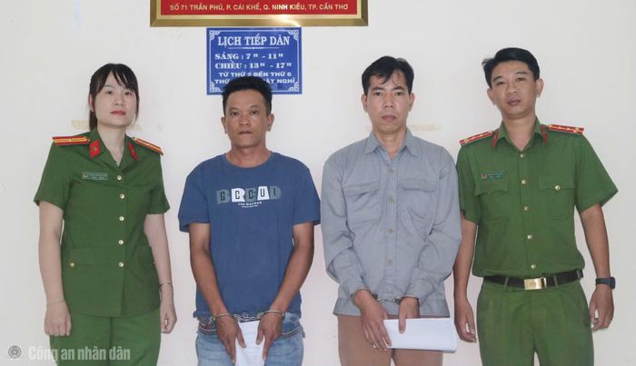Trước đó, hai đối tượng Nghiệp và Lúa (đứng giữa) bị cơ quan điều tra khởi tố, bắt tạm giam.