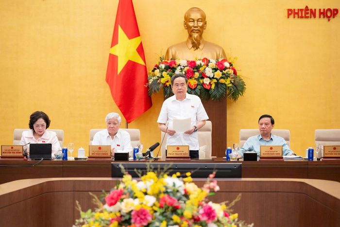 Chủ tịch Quốc hội Trần Thanh Mẫn phát biểu bế mạc Phiên họp thứ 4. Ảnh: VPQH