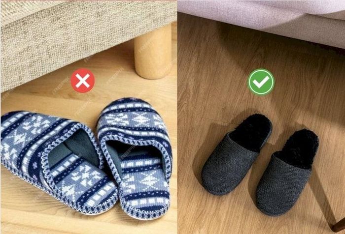 Tuyệt đối không để mũi dép hướng về phía giường