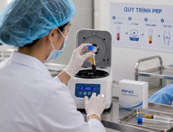 PRP được tách từ chính máu của người bệnh trước khi điều trị. (Ảnh: BVCC)