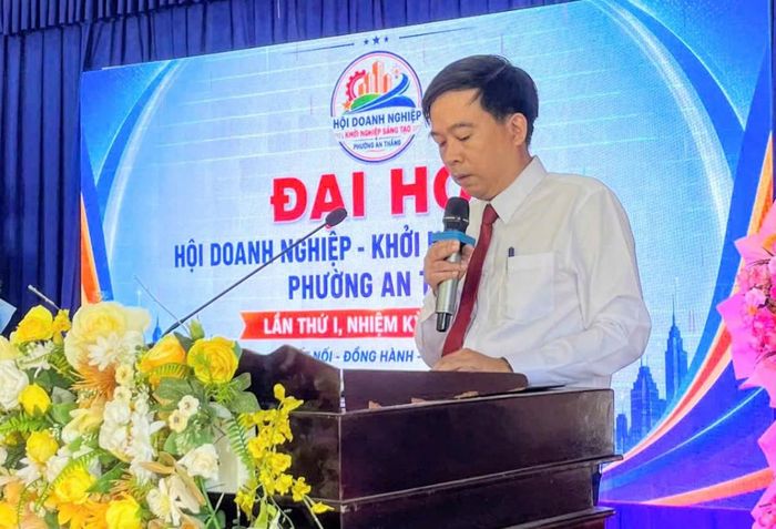Ông Đoàn Công Huy, Chủ tịch Hội Hội Doanh Nghiệp - Khởi nghiệp Đổi mới sáng tạo phát biểu tại đại hội.
