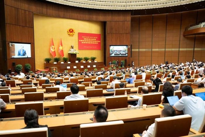 Quang cảnh hội nghị tại điểm cầu Nhà Quốc hội. Ảnh: quochoi.vn