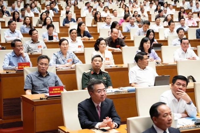 Đại biểu dự Hội nghị tại điểm cầu Nhà Quốc hội. Ảnh: Media Quốc hội