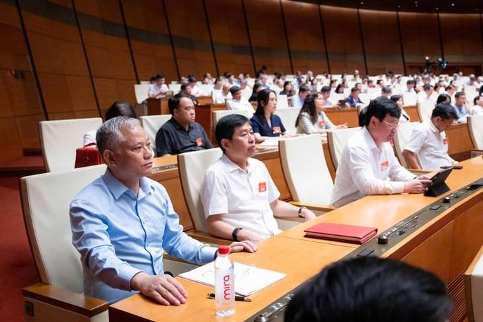 Đại biểu dự Hội nghị tại điểm cầu Nhà Quốc hội. Ảnh: Media Quốc hội