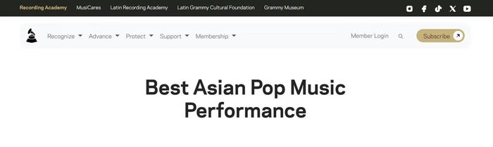 Recording Academy công bố hạng mục mới Best Asian Pop Music Performance.