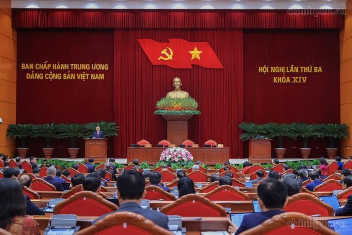 Tổng Bí thư, Chủ tịch nước Tô Lâm phát biểu bế mạc Hội nghị lần thứ ba của Ban Chấp hành Trung ương Đảng khóa XIV - Ảnh: VGP/Nhật Bắc