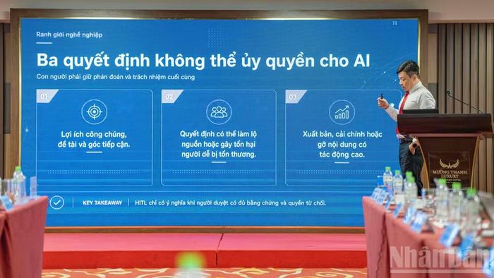Chuyên gia tư vấn độc lập Đào Trung Thành nhấn mạnh những yếu tố mà nhà báo và các cơ quan báo chí tuyệt đối không thể ủy quyền cho AI.