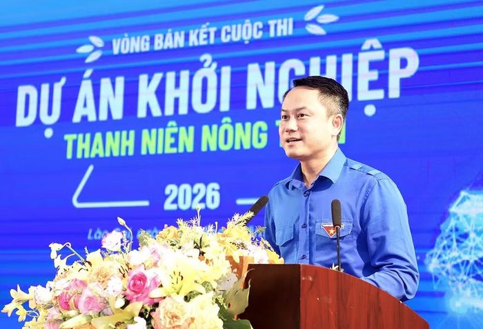Đồng chí Nguyễn Kim Quy phát biểu khai mạc vòng bán kết Cuộc thi. (Ảnh: Trung ương Hội Liên hiệp Thanh niên cung cấp)