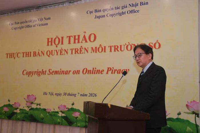 Ông Kawakami Toshihiro, Cục trưởng Cục Bản quyền tác giả Nhật Bản phát biểu.