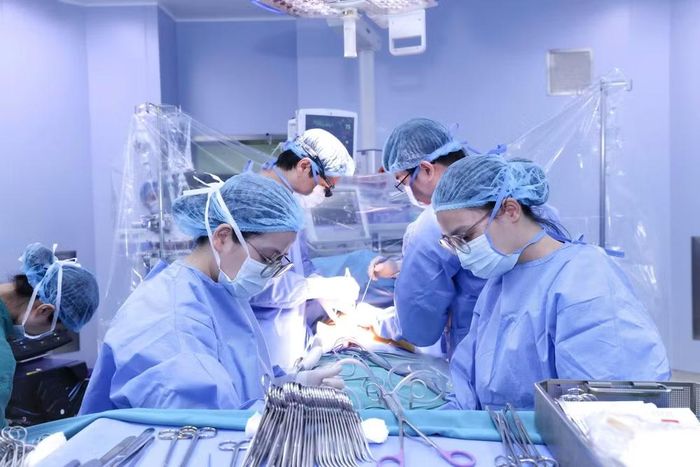 Các bác sĩ thực hiện lấy ghép đa tạng.