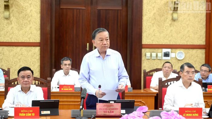 Tổng Bí thư, Chủ tịch nước Tô Lâm chủ trì phiên họp của Ban Chỉ đạo Trung ương về phát triển khoa học, công nghệ, đổi mới sáng tạo và chuyển đổi số. (Ảnh: ĐĂNG KHOA)