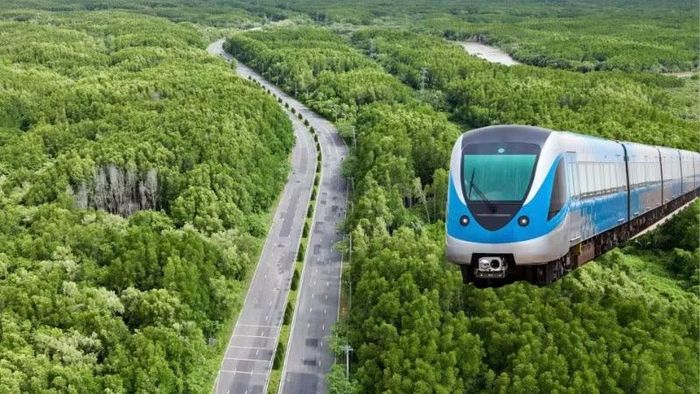 Thành phố Hồ Chí Minh đã tổ chức lễ động thổ dự án tuyến đường sắt Bến Thành-Cần Giờ do Công ty Cổ phần Đầu tư và phát triển đường sắt cao tốc Vinspeed làm nhà đầu tư. (Ảnh: VÕ LÊ)
