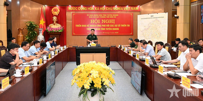  Quang cảnh Hội nghị triển khai kế hoạch ứng phó với các sự cố thiên tai trên địa bàn tỉnh Tuyên Quang. 