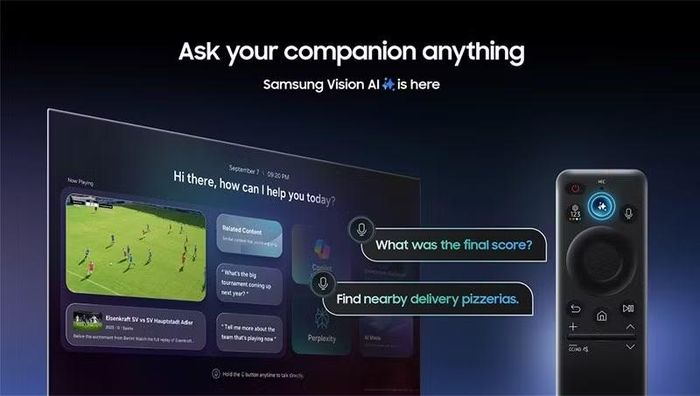 Samsung AI TV còn cho phép điều khiển thiết bị SmartThings ngay trên màn hình, giúp người dùng tận hưởng trọn vẹn trận đấu mà không gián đoạn.