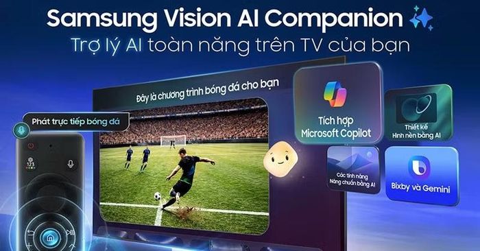 Vision AI Companion trên Samsung AI TV giúp tối ưu hình ảnh, âm thanh và mang đến trải nghiệm xem bóng đá sống động hơn.
