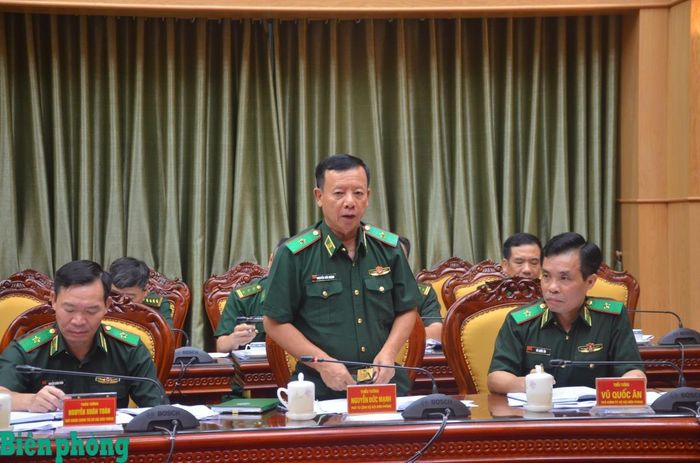 Thiếu tướng Nguyễn Đức Mạnh, Phó Tư lệnh Bộ đội Biên phòng phát biểu tại hội nghị. Ảnh: TK