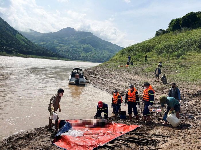 Thi thể nạn nhân được tìm thấy xuôi về hạ lưu khoảng 35km. Ảnh: CACC