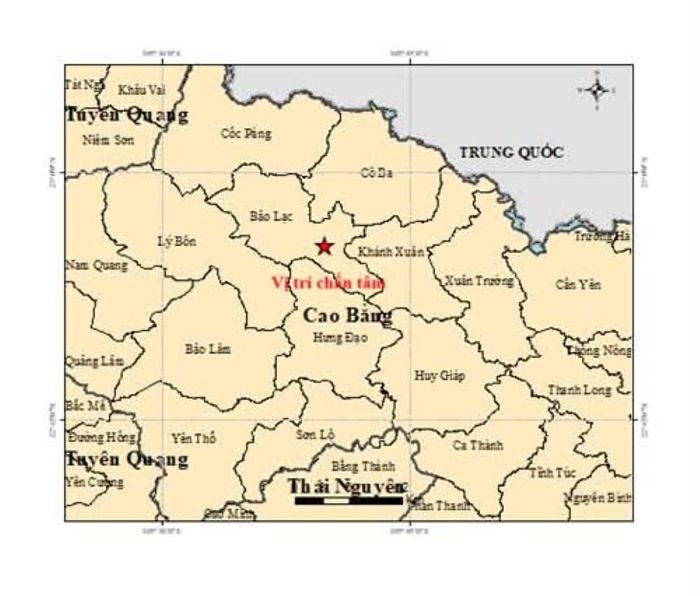 Vị trí trận động đất. Ảnh: Viện Các Khoa học Trái đất