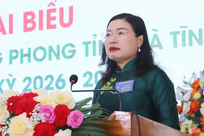 Phó Chủ tịch UBND tỉnh Nguyễn Thị Nguyệt phát biểu tại đại hội.