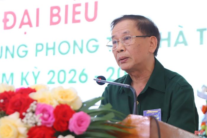 Chánh Văn phòng Trung ương Hội Cựu TNXP Việt Nam Nguyễn Đức Hồng phát biểu tại đại hội.