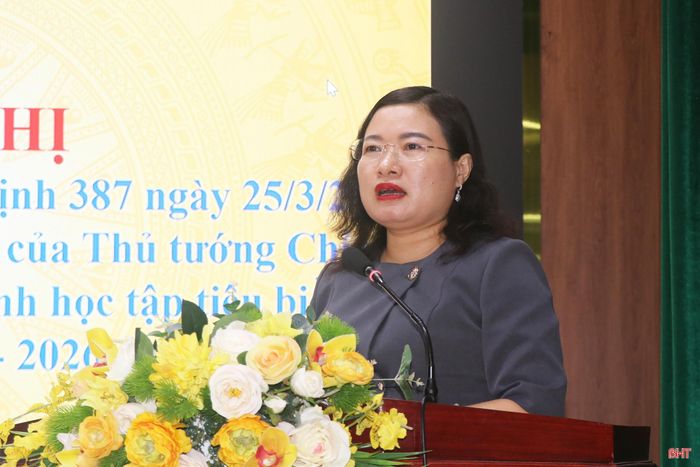 Phó Chủ tịch UBND tỉnh Nguyễn Thị Nguyệt phát biểu chỉ đạo tại hội nghị.