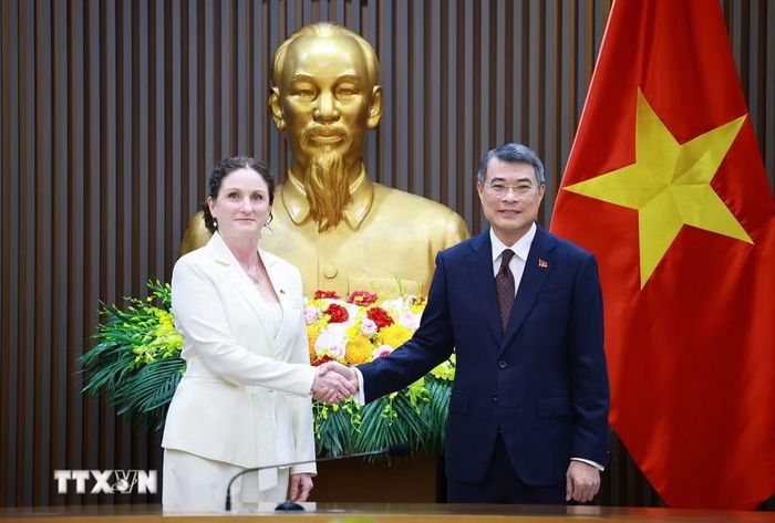 Thủ tướng Lê Minh Hưng tiếp Đại sứ New Zealand Caroline Beresford. (Ảnh: Dương Giang/TTXVN)