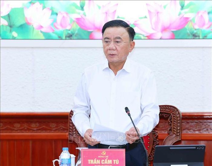 Thường trực Ban Bí thư Trần Cẩm Tú phát biểu chỉ đạo buổi làm việc. Ảnh: Phương Hoa/TTXVN