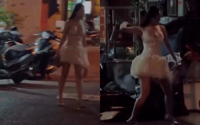 Á hậu Bùi Thị Mỹ Duyên thừa nhận là người xuất hiện trong đoạn clip ném gạch lan truyền trên mạng xã hội. Ảnh cắt từ clip