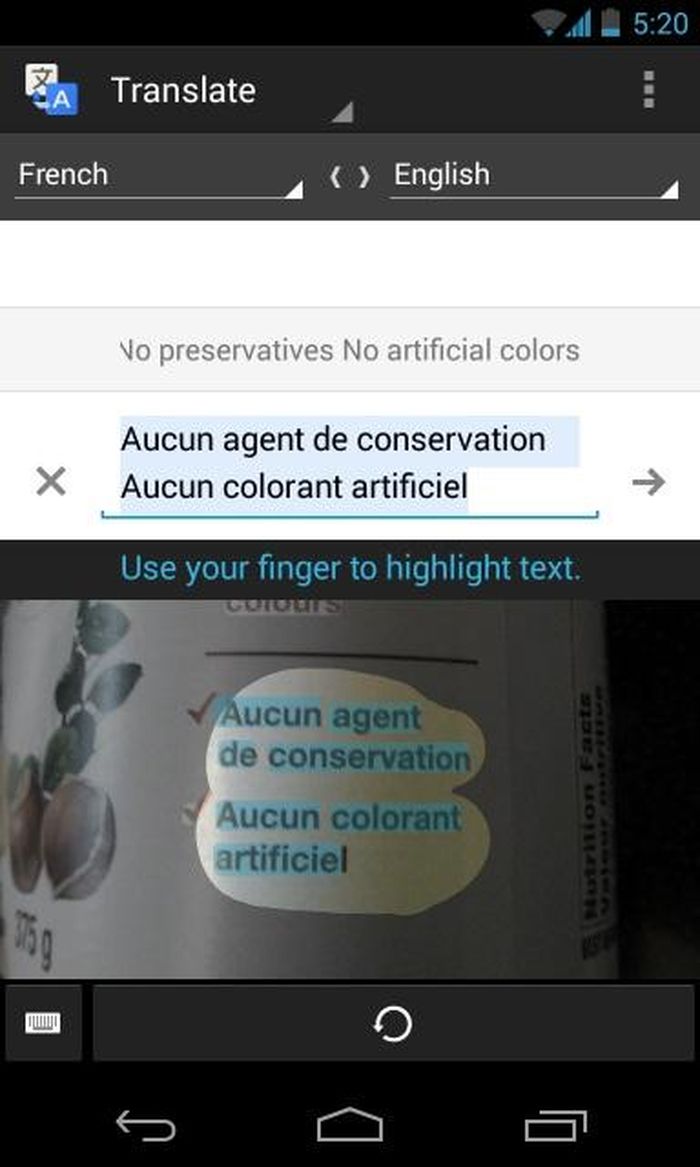 Google Translate không chỉ có thể dịch văn bản được nhập vào từ bàn phím/giọng nói mà có chức năng quét và nhận diện văn bản bằng camera.
