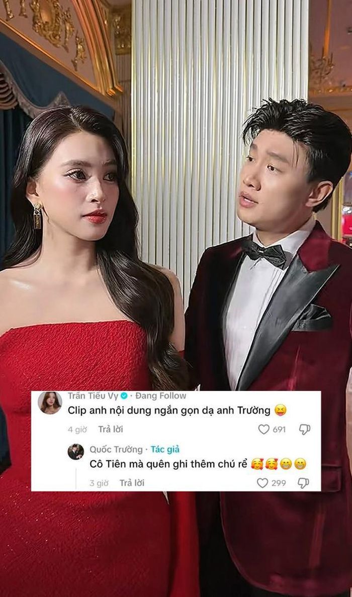 Quốc Trường và Tiểu Vy có mối quan hệ đồng nghiệp thân thiết. Ảnh: CMH.