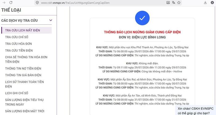 Tổng công ty Điện lực miền Nam (EVNSPC) thông báo có lịch cắt điện ở Đồng Nai trong ngày 31/7 cập nhật lúc 12h38 ngày 30/7. Ảnh: BNEWS/TTXVN phát
