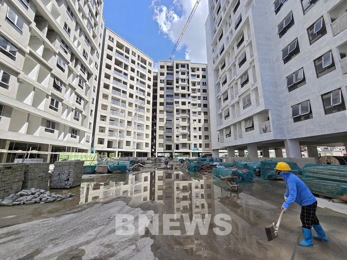 Dự án nhà ở xã hội CT3 Kim Chung đã hoàn thành phần thô, dần hoàn thiện để bàn giao cho khách hàng. Ảnh: Thu Hằng/Bnews/vnanet.vn