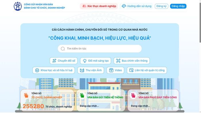 Hệ thống văn bản điện tử giữa doanh nghiệp và cơ quan nhà nước thành phố Hà Nội: https://qlvbdn.hanoi.gov.vn