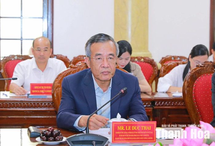 Bí thư Tỉnh ủy Lê Đức Thái phát biểu tại buổi làm việc.