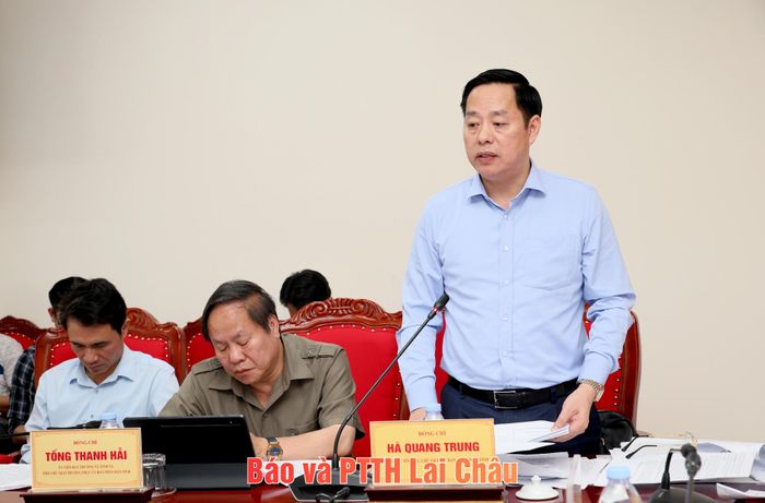 Đồng chí Hà Quang Trung - Phó Bí thư Tỉnh ủy, Chủ tịch UBND tỉnh phát biểu tại phiên họp. 