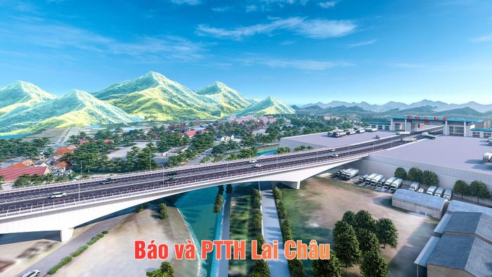 Một phần mô hình cầu đường bộ đa công năng qua biên giới cửa khẩu Ma Lù Thàng (Việt Nam) - Kim Thủy Hà (Trung Quốc).