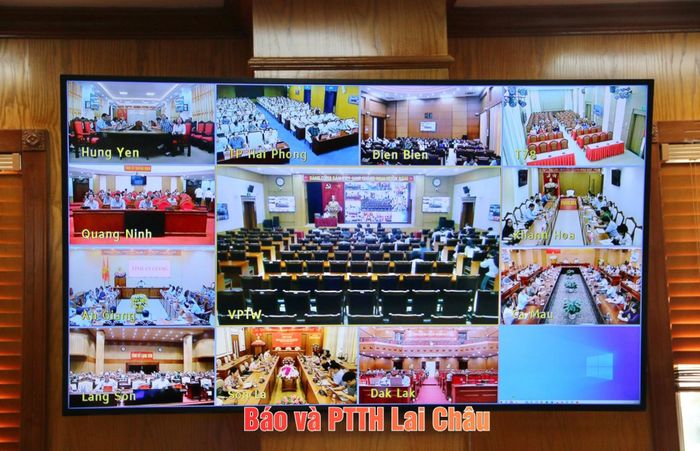 Hội nghị tổ chức trực tuyến từ điểm cầu Trung ương đến điểm cầu các tỉnh và cơ sở.