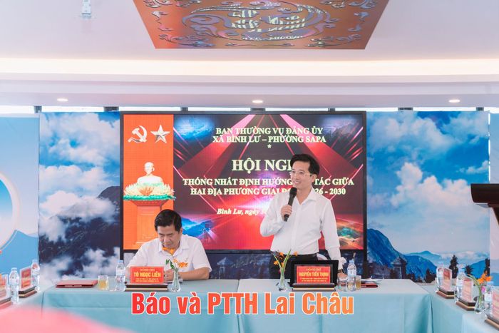 Đồng chí Nguyễn Tiến Thịnh – Bí thư Đảng ủy, Chủ tịch HĐND xã Bình Lư phát biểu tại hội nghị.
