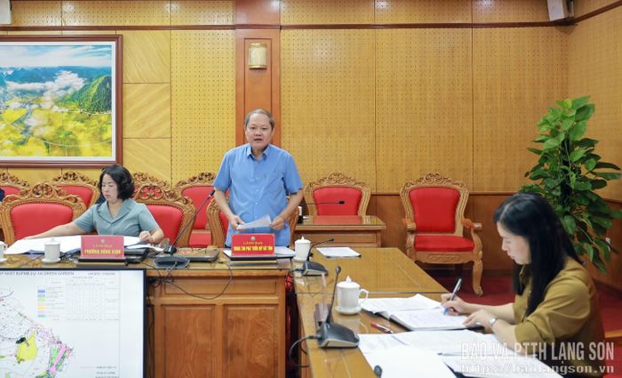 Lãnh đạo Trung tâm Phát triển quỹ đất tỉnh phát biểu tại buổi làm việc