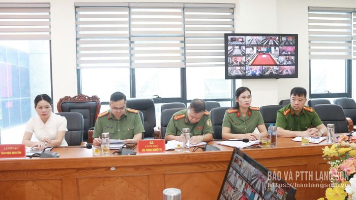 Các đại biểu dự hội nghị tại điểm cầu Công an tỉnh Lạng Sơn
