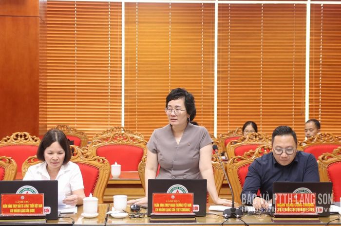 Lãnh đạo Ngân hàng TMCP Ngoại thương Việt nam Chi nhánh tỉnh đề xuất một số ý kiến tại buổi làm việc