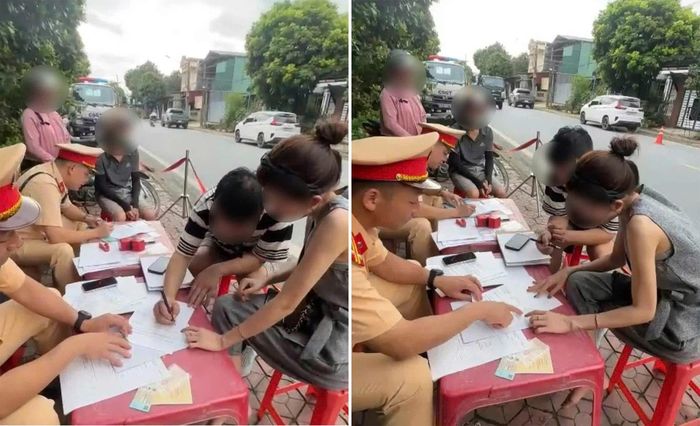 Lực lượng công an lập biên bản đối với lái xe và làm rõ các hành vi vi phạm liên quan của chủ phương tiện.